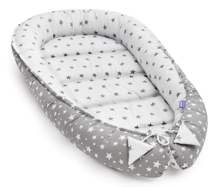 Φωλιά για Βρέφη 2 Όψεων 65x120cm Grey Stars 5907534751215