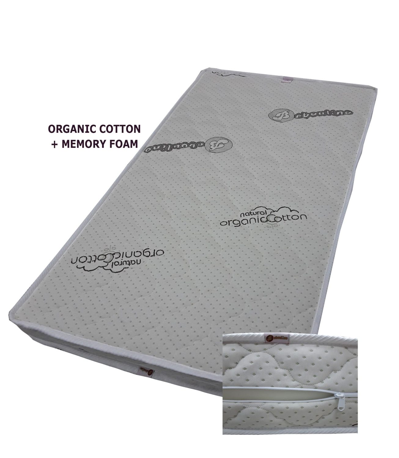 Στρώμα Κούνιας Memory Foam Αφρός Organic Cotton 70x180x18cm Beboulino 15601870000