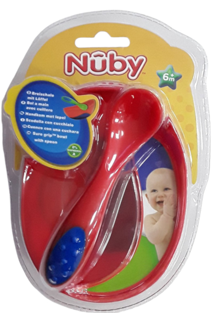 Μπωλ Φαγητού με Κουταλάκι Nuby Red 32117260003