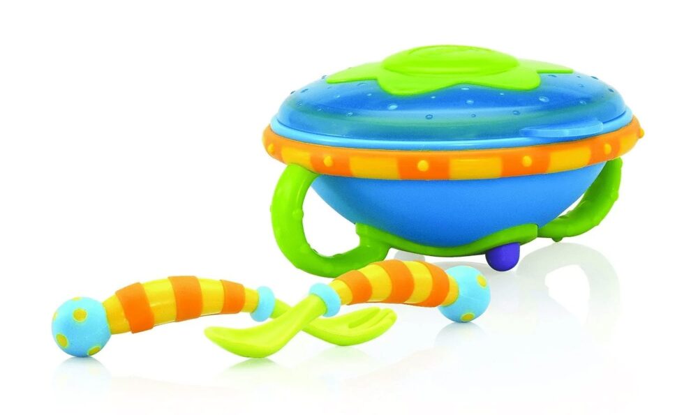Μπωλ Φαγητού με Κουτάλι και Πιρούνι Nuby Blue 048526053247