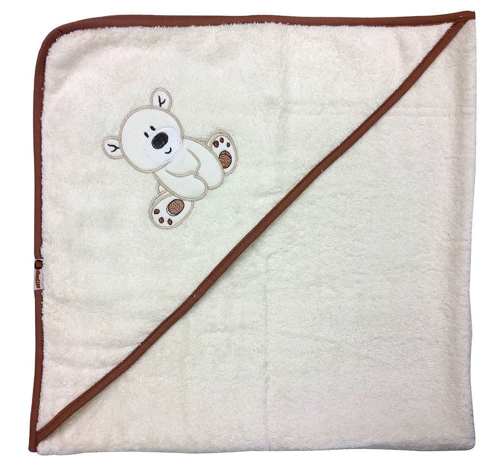 Βρεφική Μπουρνουζοπετσέτα με Κάπα 90x90cm Bear Beboulino Coffee 70207170007