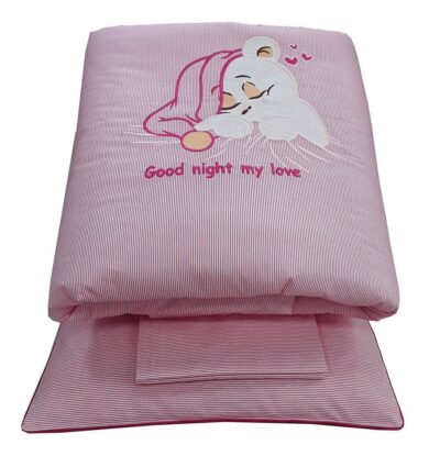 Σετ Προίκας Μωρού για Κούνια 4τμχ Beboulino Pink Rige 70713200008