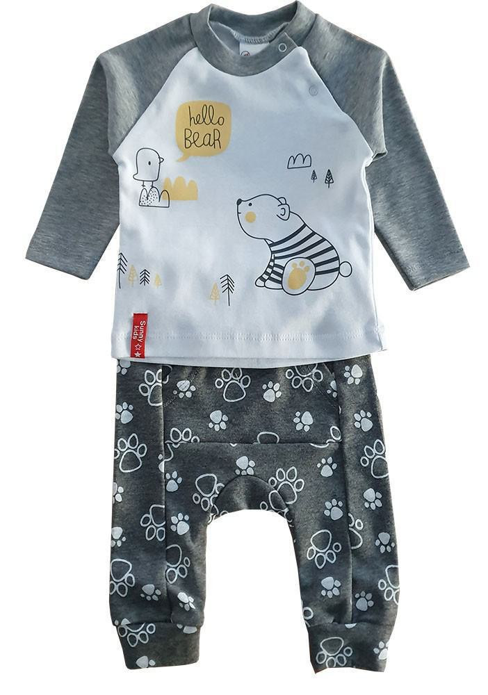Βρεφικό Σετ Μακρυμάνικο Hello Bear Beboulino Grey 80508100021