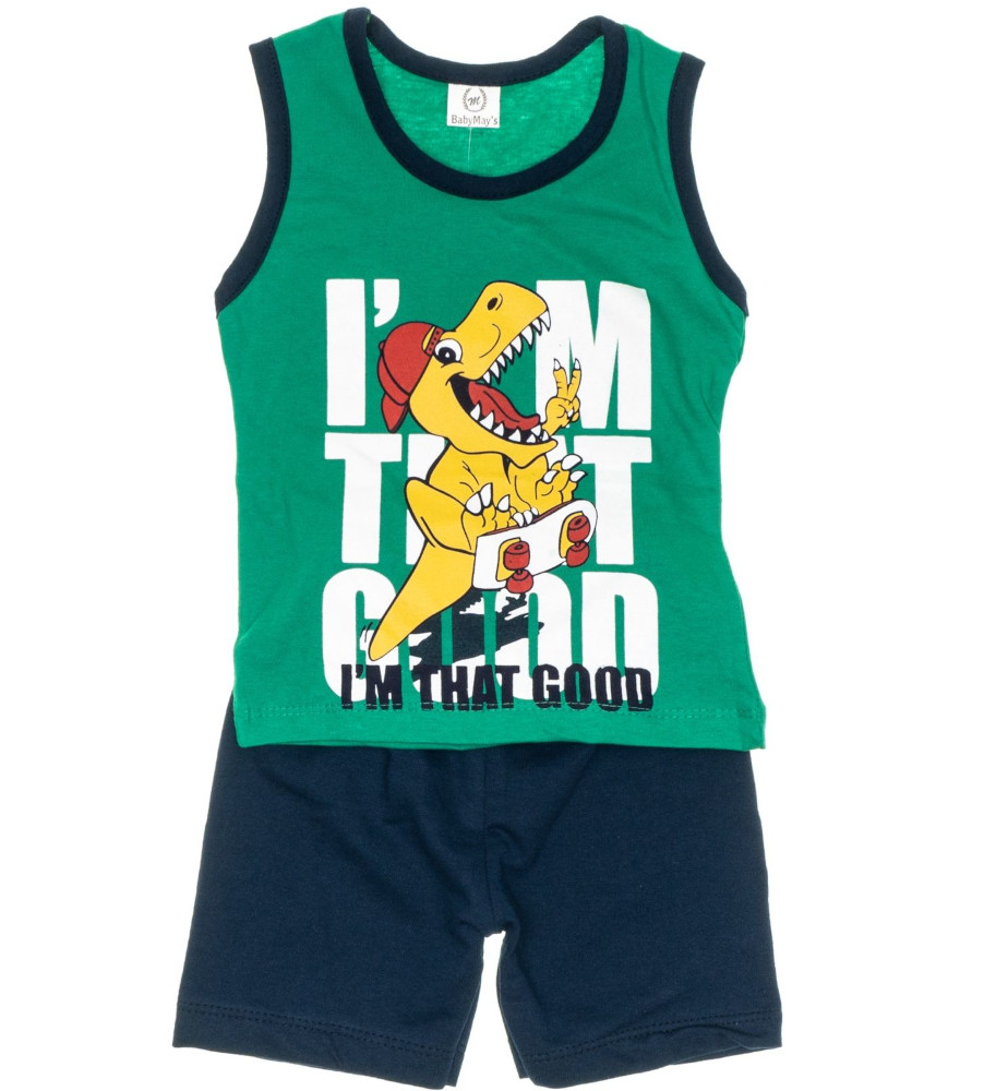 Σετ Μπλούζα Αμάνικη με Σορτσάκι I’m That Good in Green Baby May’s 37181
