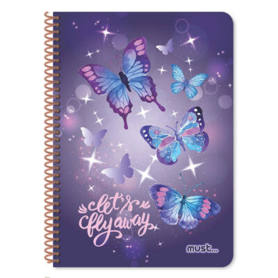Τετράδιο Spiral A4 3Θ Blue Butterfly Must 000584469