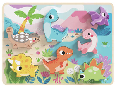 Puzzle Σφηνώματα 8τμχ Ξύλινο Chunky Δεινόσαυροι Tooky Toys TH635