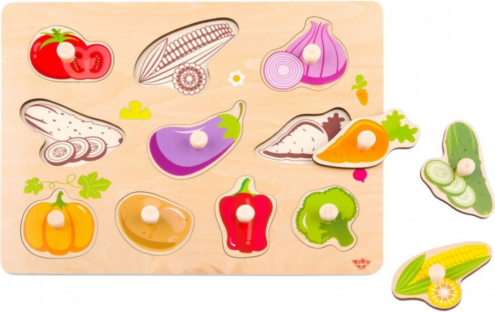 Puzzle Σφηνώματα 10τμχ Ξύλινο Λαχανικά Tooky Toys TY855