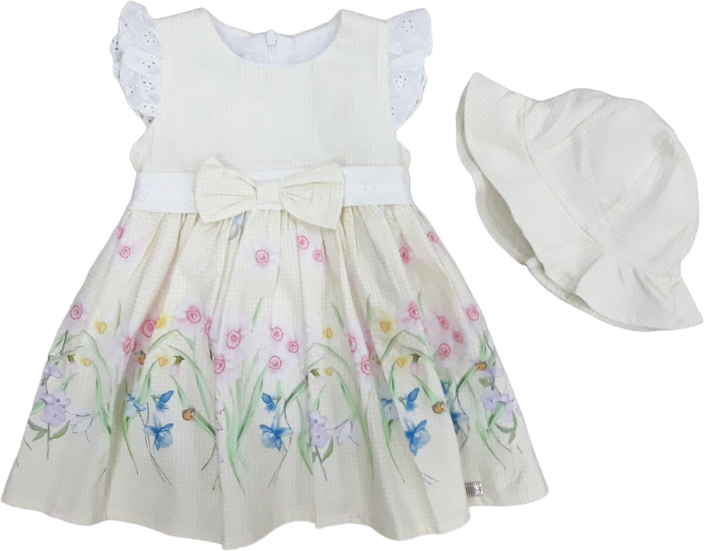 Φόρεμα Αμάνικο με Καπελάκι Yellow Pink Flowers 8030059