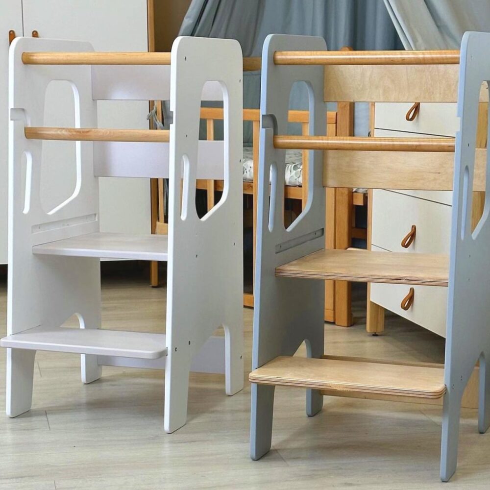 Πύργος εκμάθησης Montessori σε γκρι (καρέκλα-σκαλοπάτι) - Image 4