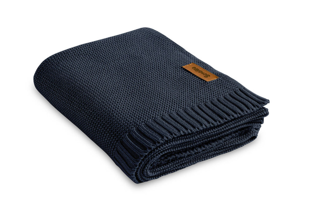 Κουβέρτα Πλεκτή 80x100cm Bamboo & Cotton Sensillo Navy 4339
