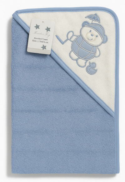 Μπουρνουζοπετσέτα 75x75cm Beboulino Light Blue Bear Bath Fr 70203940010