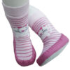 Καλτσοπαντόφλες με Δερμάτινη Σόλα Beboulino Pink Cat 7120301 - Image 3