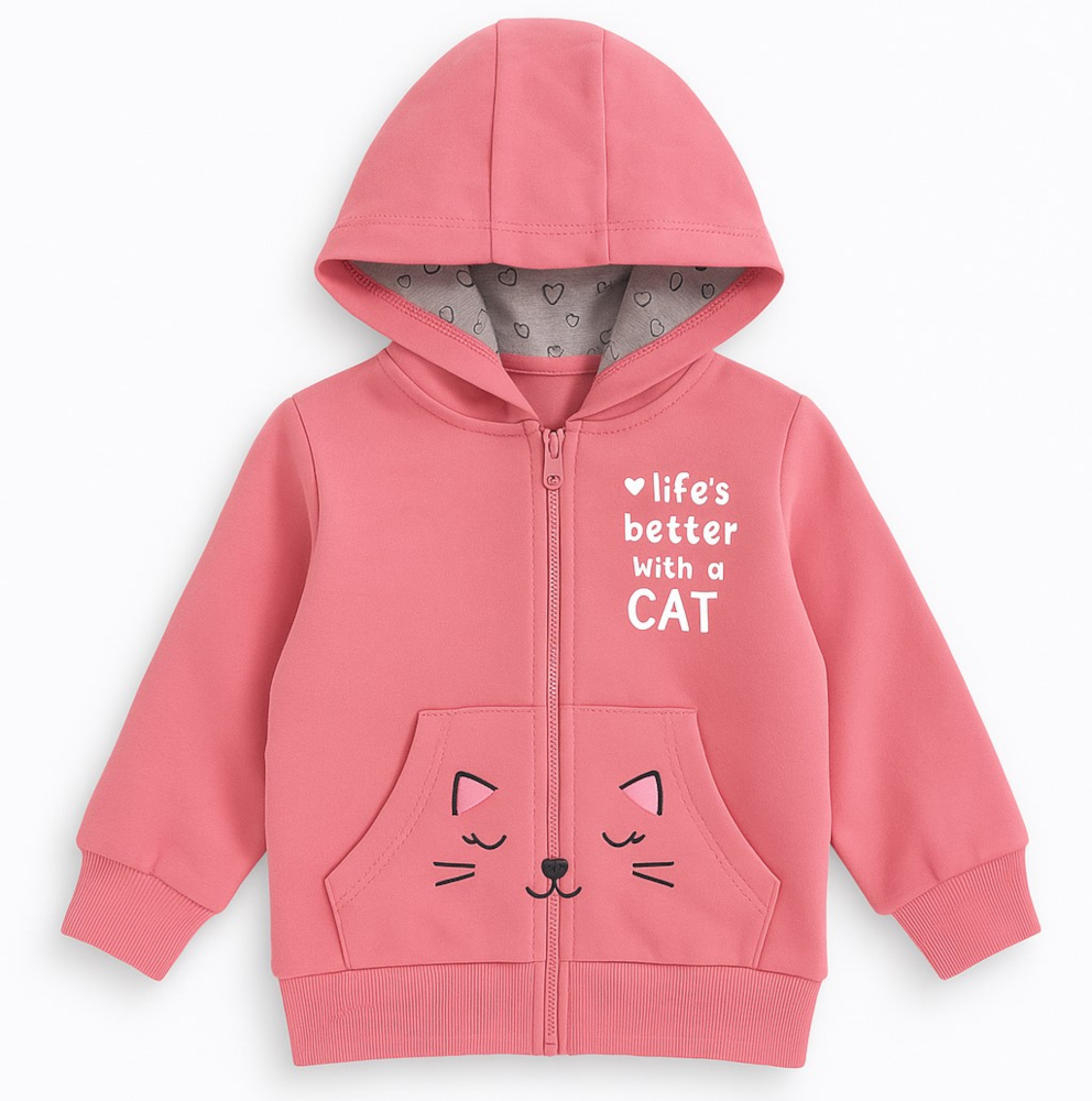 Ζακέτα με Κουκούλα Better with a Cat Venere Pink 8020618