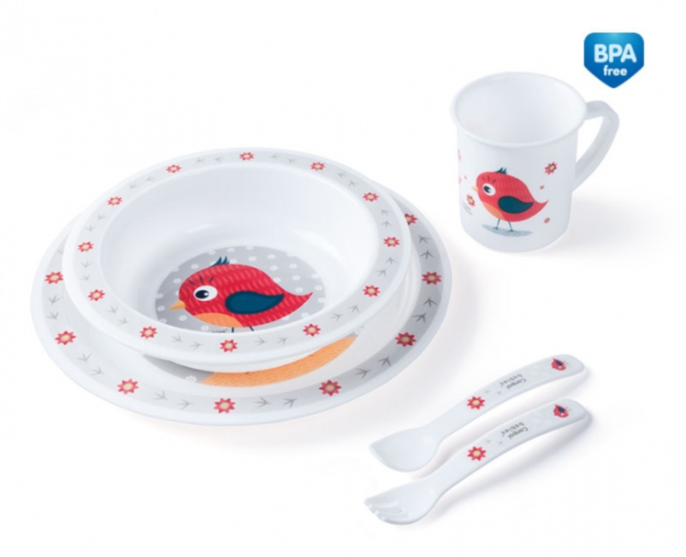 Σετ Φαγητού Πλαστικό Birds Canpol Red 4/401
