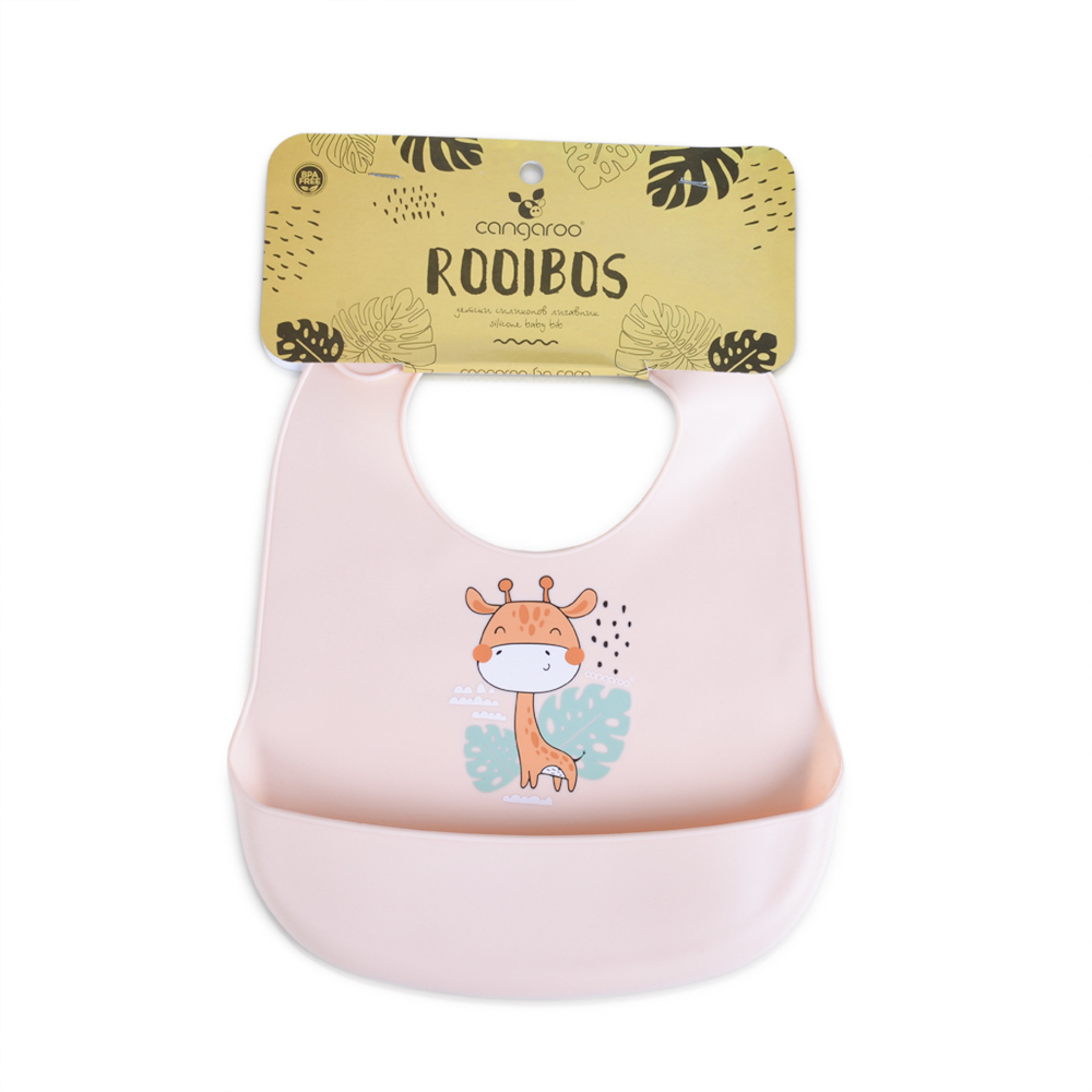 Σαλιάρα Σιλικόνης με Τσέπη Rooibos Cangaroo Pink 3800146267629