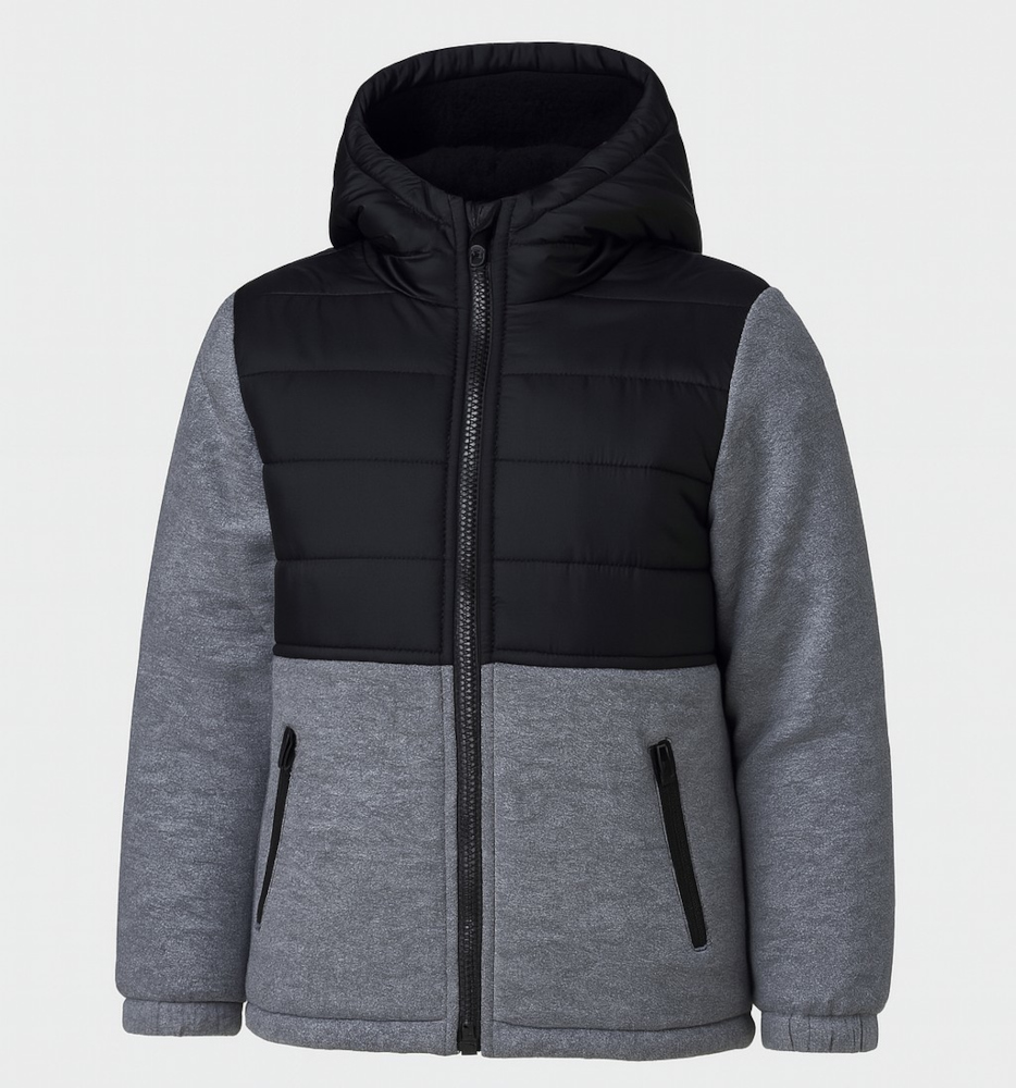 Μπουφάν με Κουκούλα Grey Black 8060239