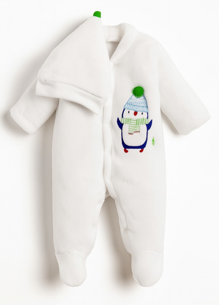 Φόρμα Εξόδου Βελουτέ με Σκουφάκι Penguin Beboulino Green 80612580002