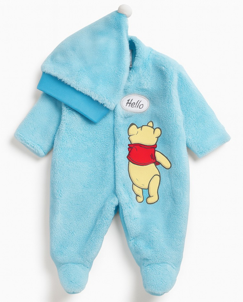 Φόρμα Εξόδου Βελουτέ με Σκουφάκι Pooh Beboulino Blue 80612590001